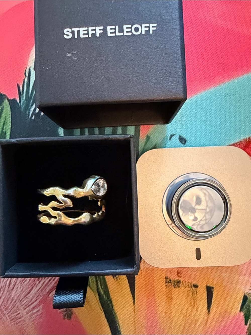 Steff Eleoff Gold Vermeil Oura Ring Cover and Gen 4 Oura Ring - Size 8 - Picture 4 of 5